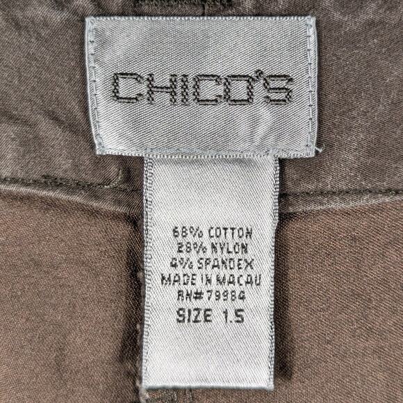 Chico’s 1.5 Brown Zip Pocket Pants Stretch Cotton Straight Leg Women’s 33x29 - Picture 4 of 4